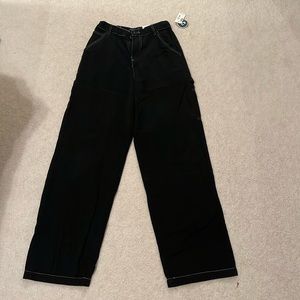 aero black cargo wide leg pants